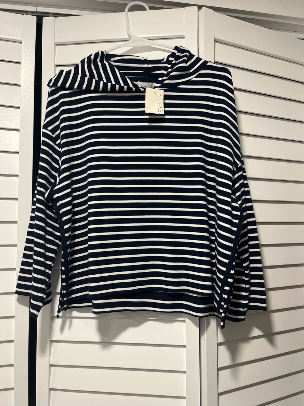 Evereve Navy & White Striped Hooded Sweatshirt